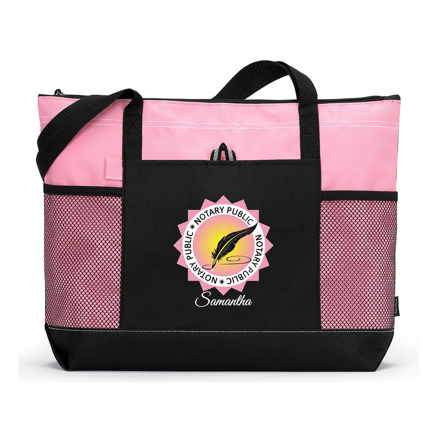 Notary Public Seal Personalized Printed Tote Bag with Mesh Pockets