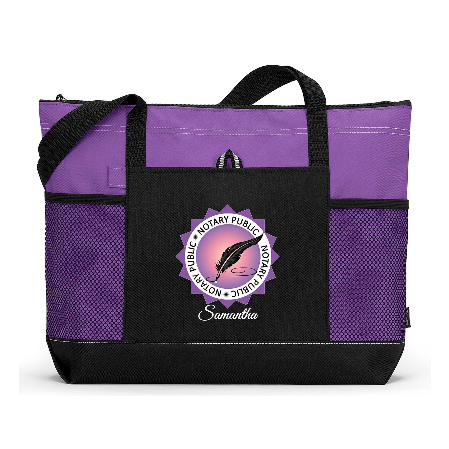 Notary Public Seal Personalized Printed Tote Bag with Mesh Pockets