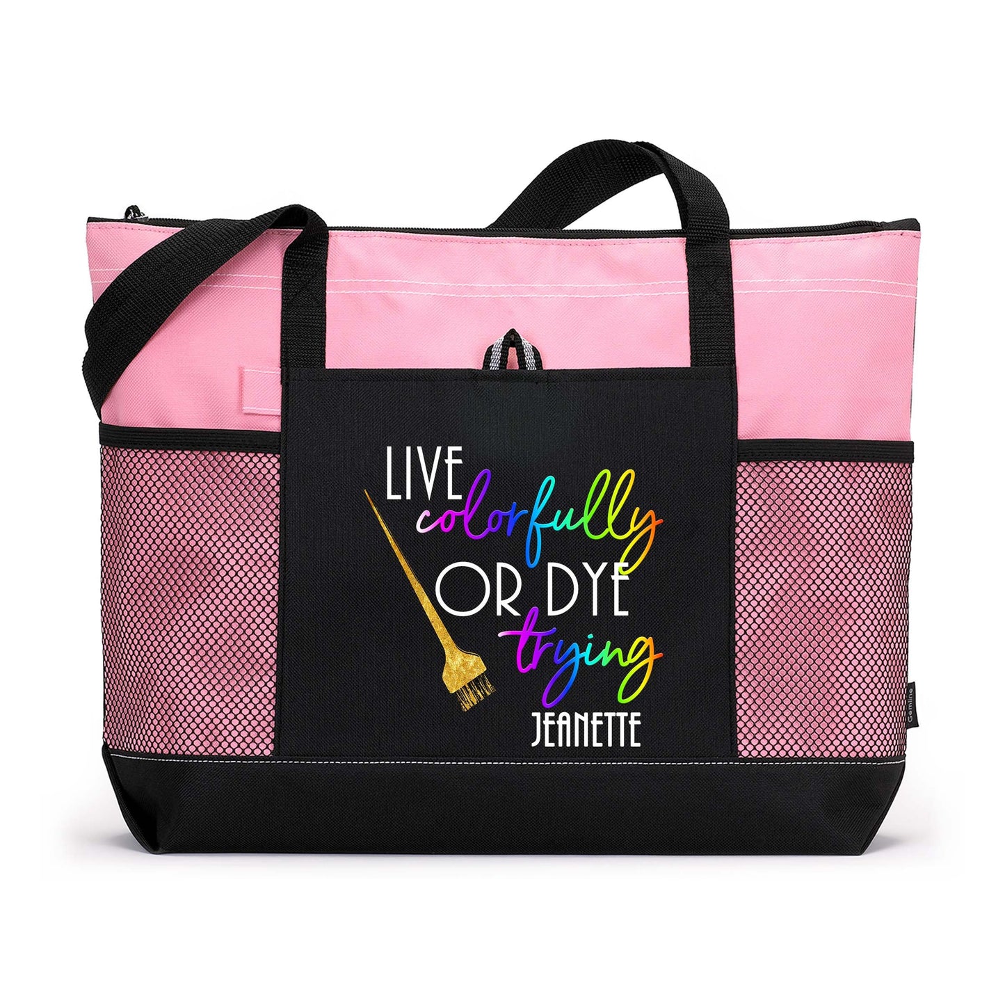 Live Colorfully or Dye Tote with Mesh Pockets, Hair Stylist, Hairdresser