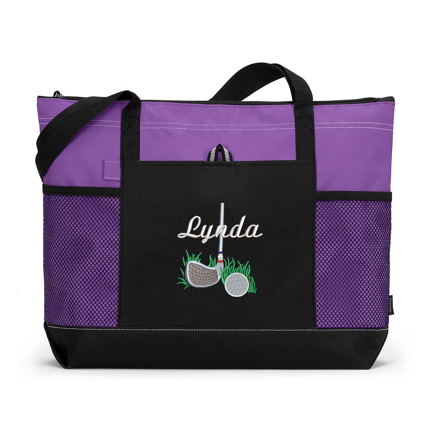 Personalized Ladies Golf Tote with Embroidered Golf Club in the Rough on Bag