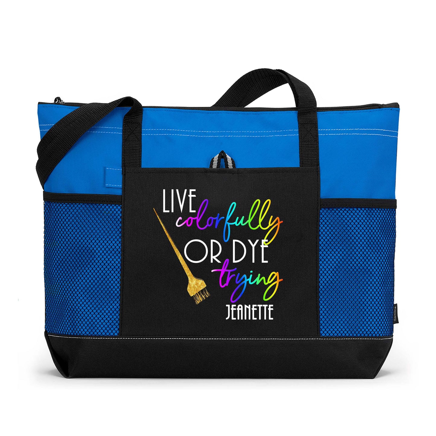 Live Colorfully or Dye Tote with Mesh Pockets, Hair Stylist, Hairdresser