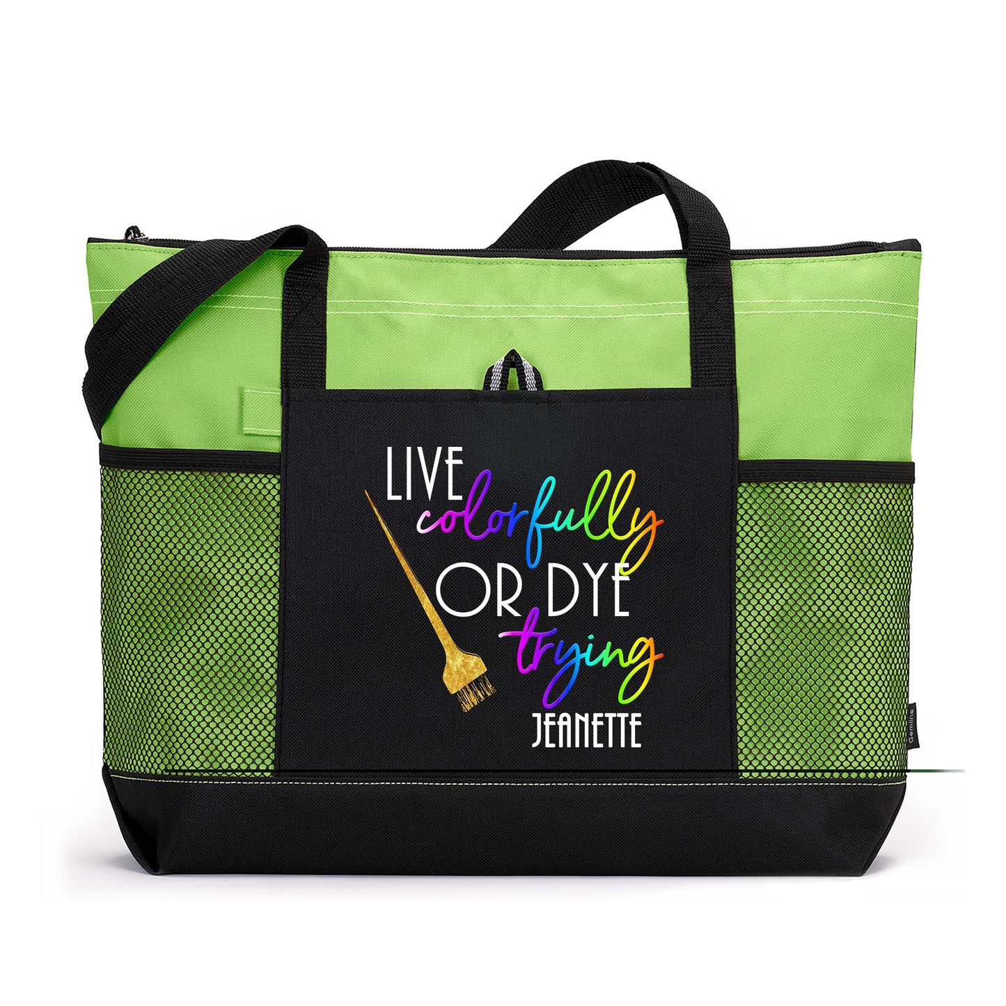 Live Colorfully or Dye Tote with Mesh Pockets, Hair Stylist, Hairdresser