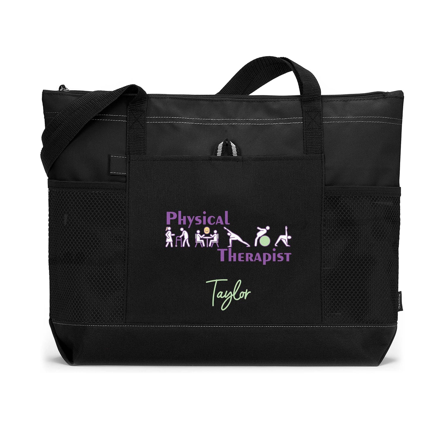 Physical Therapy Model Personalized Printed Tote Bag with Mesh Pockets, Physical Therapy, Gift for Her