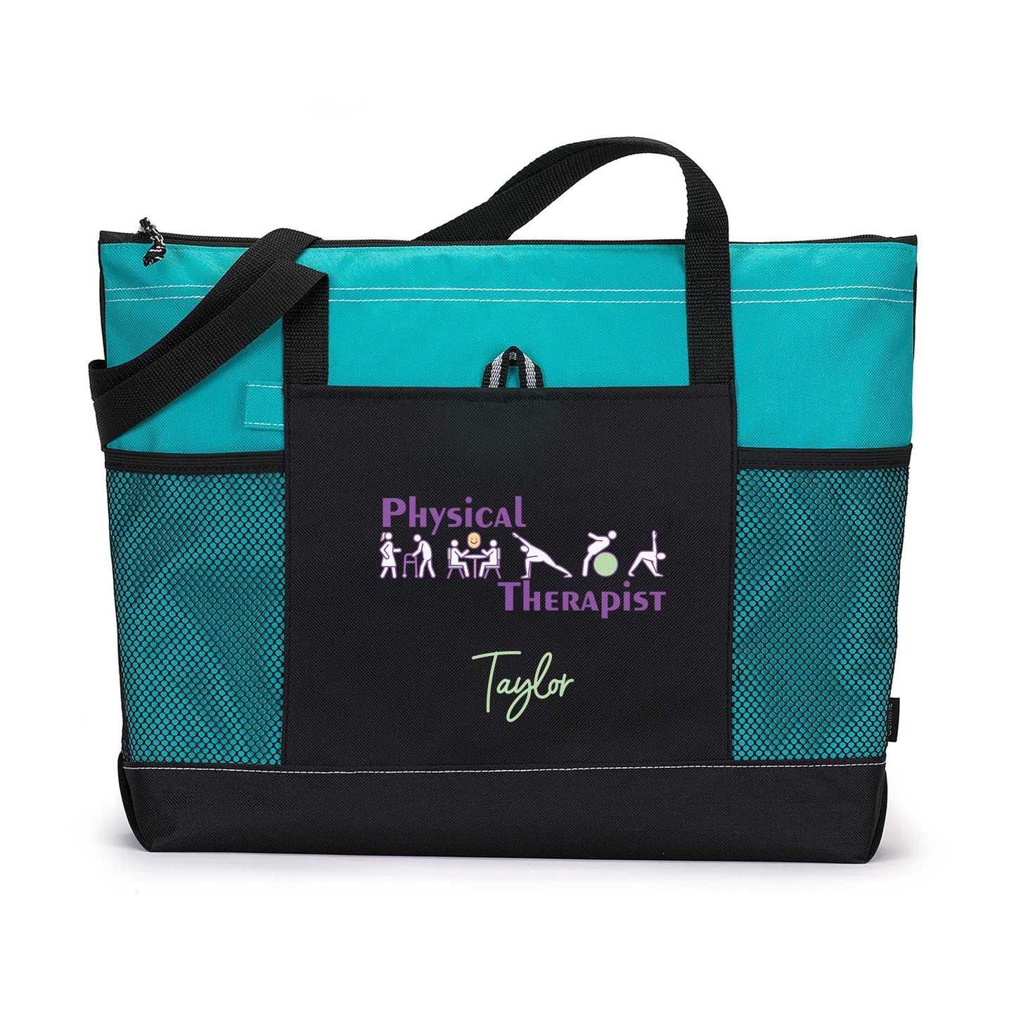 Physical Therapy Model Personalized Printed Tote Bag with Mesh Pockets, Physical Therapy, Gift for Her