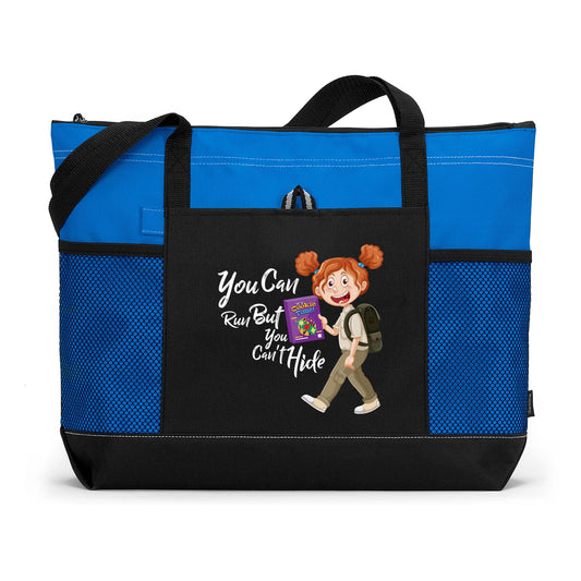 Personalized You Can Run But You Cant Hide - Girl Scout -  Printed Tote Bag with Mesh Pockets