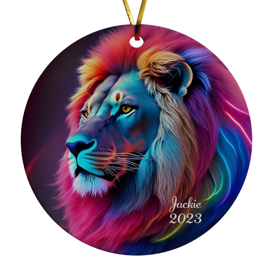 Brave Lion Personalized Christmas Ornament, Porcelain Ceramic Ornament, In Velvet Pouch for Gift Giving (Copy)