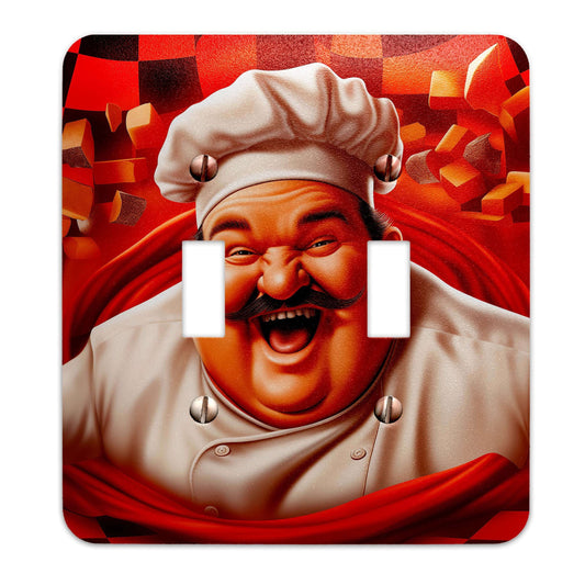 Metal Decorative Light Switch Plate Cover - Happy Fat Chef - Other Sizes Available #4764