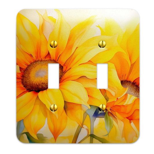 Metal Decorative Light Switch Plate Cover - Watercolor Sunflowers Switch Cover- Other Sizes Available #4788