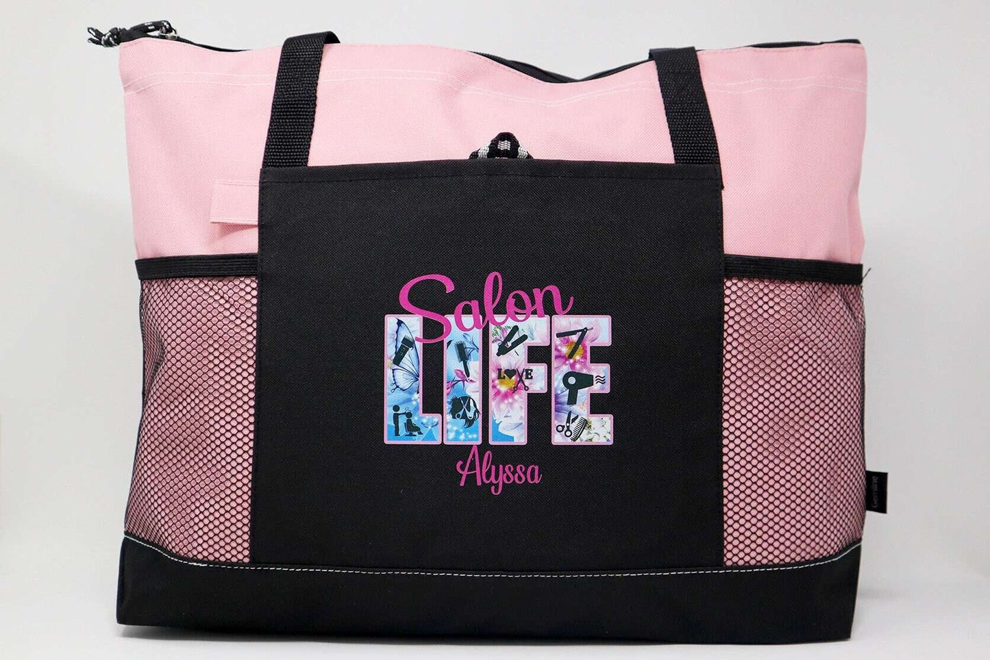 Personalized Salon Life Tote with Mesh Pockets, Hair Stylist, Hairdresser #2024