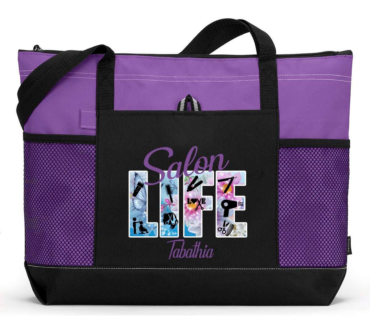 Personalized Salon Life Tote with Mesh Pockets, Hair Stylist, Hairdresser #2024