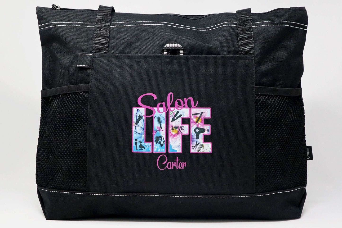 Personalized Salon Life Tote with Mesh Pockets, Hair Stylist, Hairdresser #2024