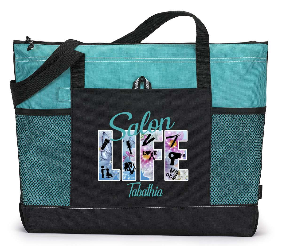 Personalized Salon Life Tote with Mesh Pockets, Hair Stylist, Hairdresser #2024