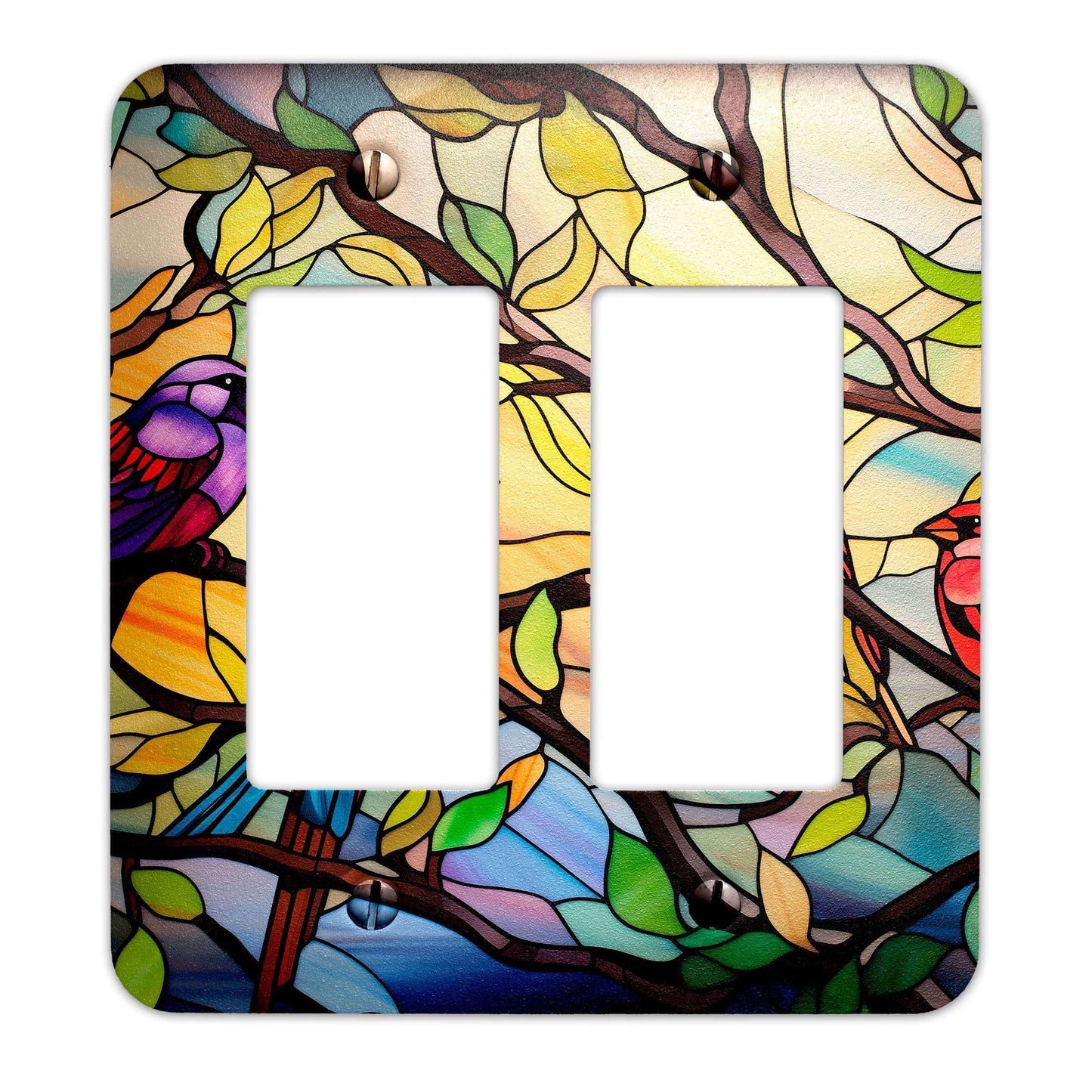 Birds on Stained Glass Design Decorative Light Switchplate Cover, Other Sizes Available, Home Decor, Unique Light Switch Cover #5016