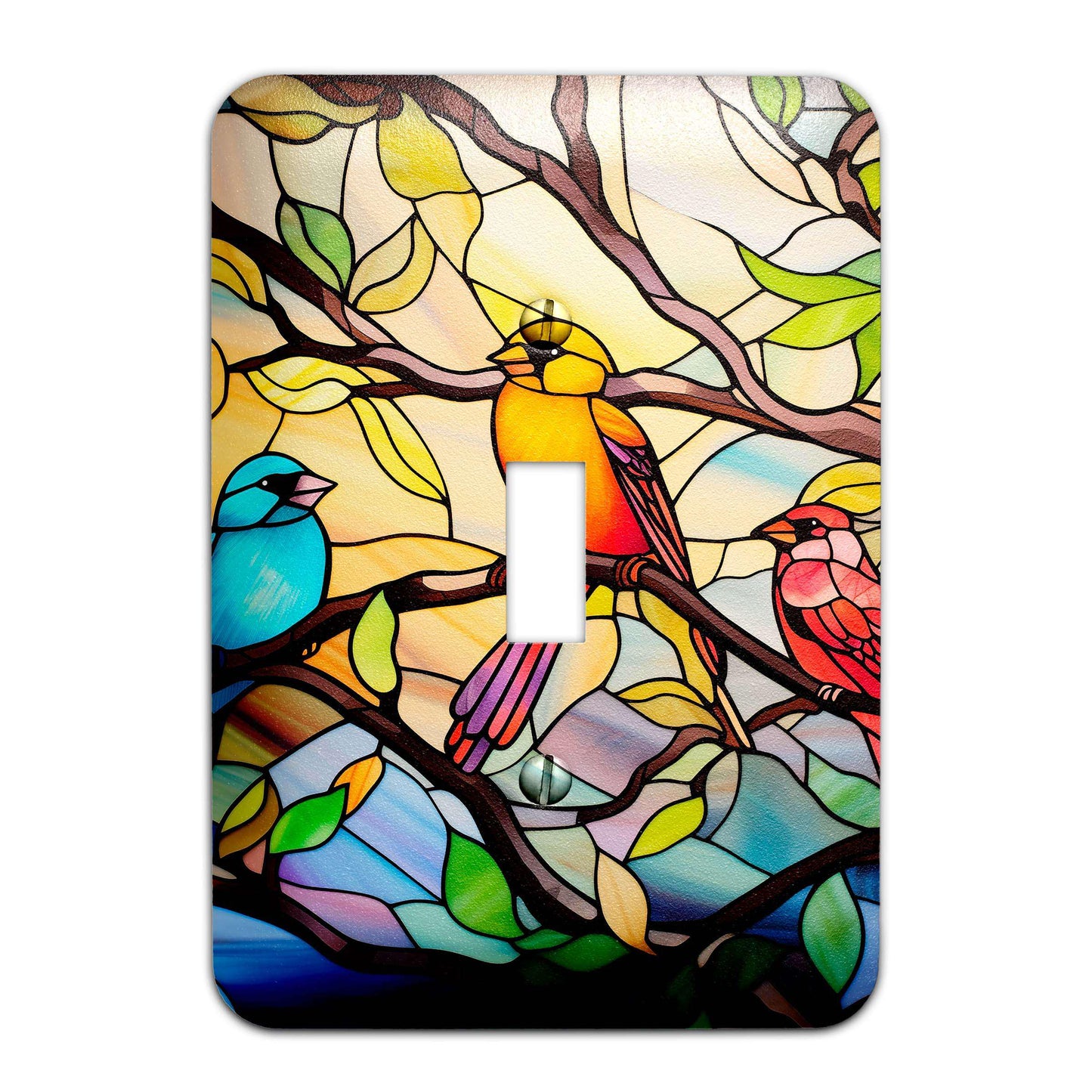 Birds on Stained Glass Design Decorative Light Switchplate Cover, Other Sizes Available, Home Decor, Unique Light Switch Cover #5016