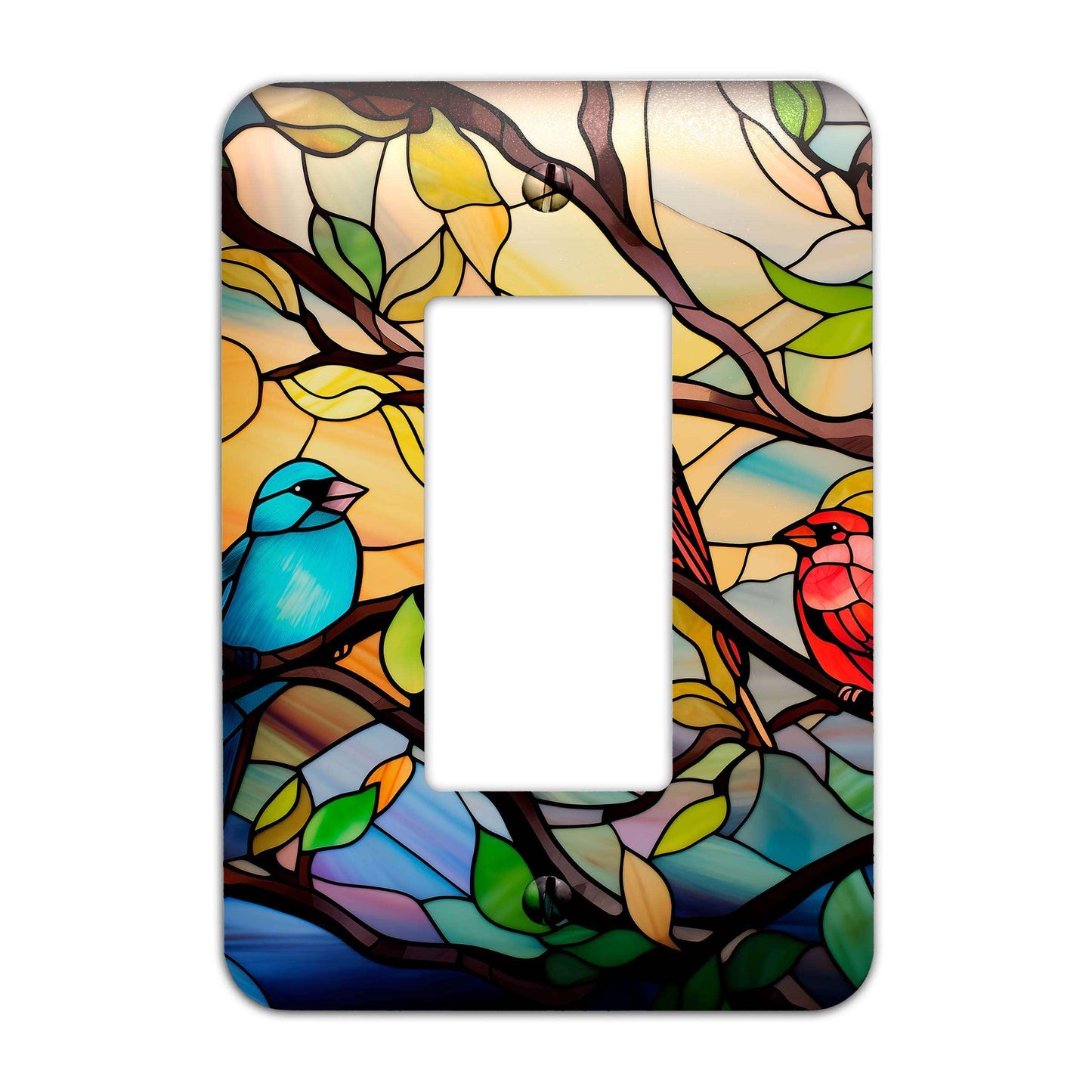 Birds on Stained Glass Design Decorative Light Switchplate Cover, Other Sizes Available, Home Decor, Unique Light Switch Cover #5016