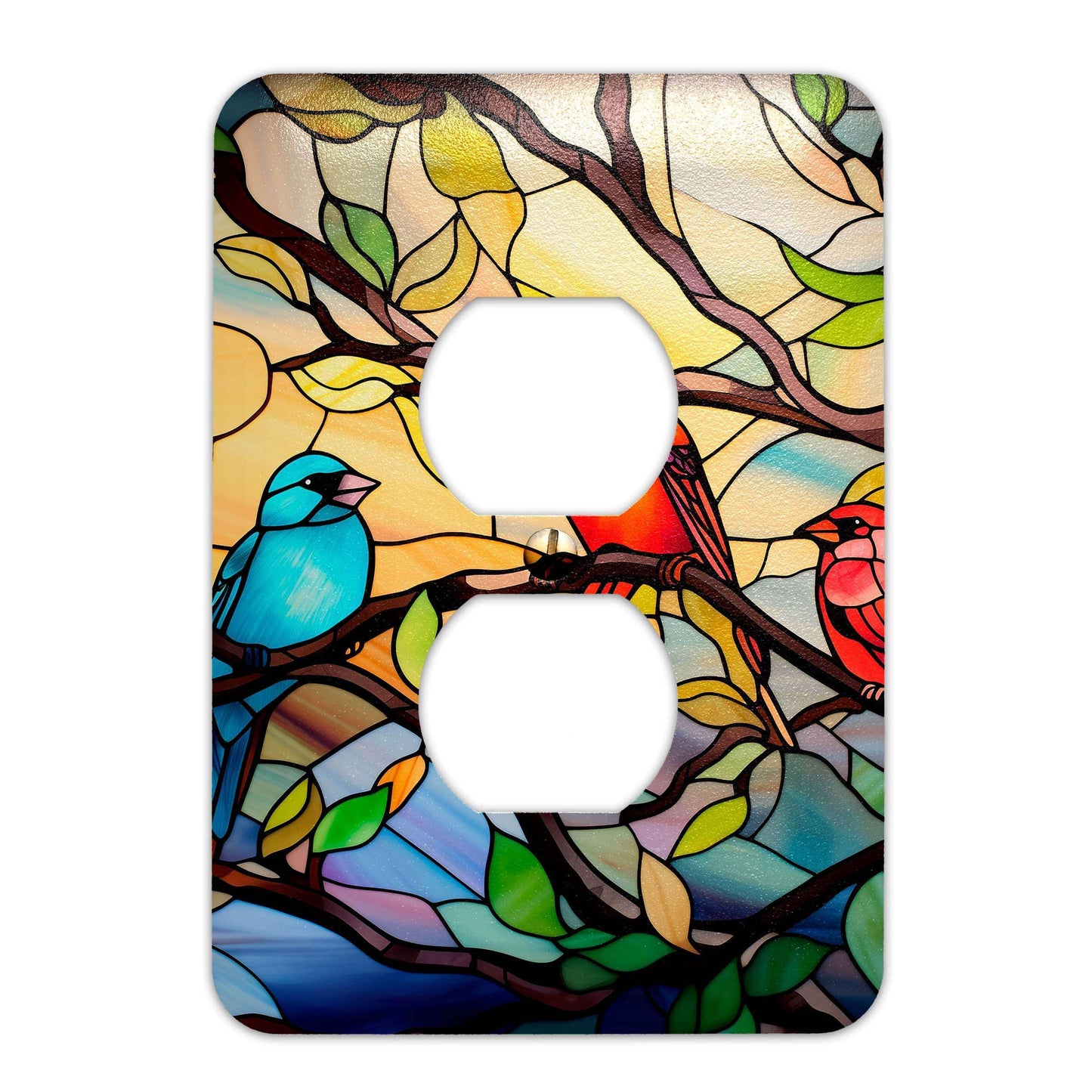 Birds on Stained Glass Design Decorative Light Switchplate Cover, Other Sizes Available, Home Decor, Unique Light Switch Cover #5016