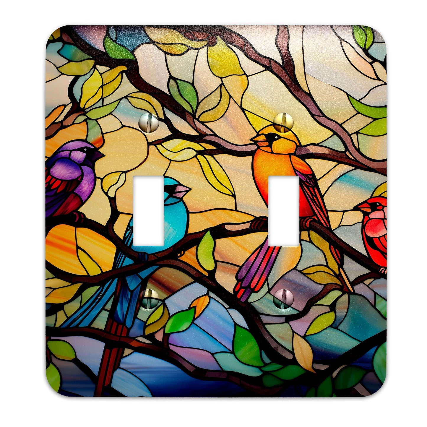 Birds on Stained Glass Design Decorative Light Switchplate Cover, Other Sizes Available, Home Decor, Unique Light Switch Cover #5016