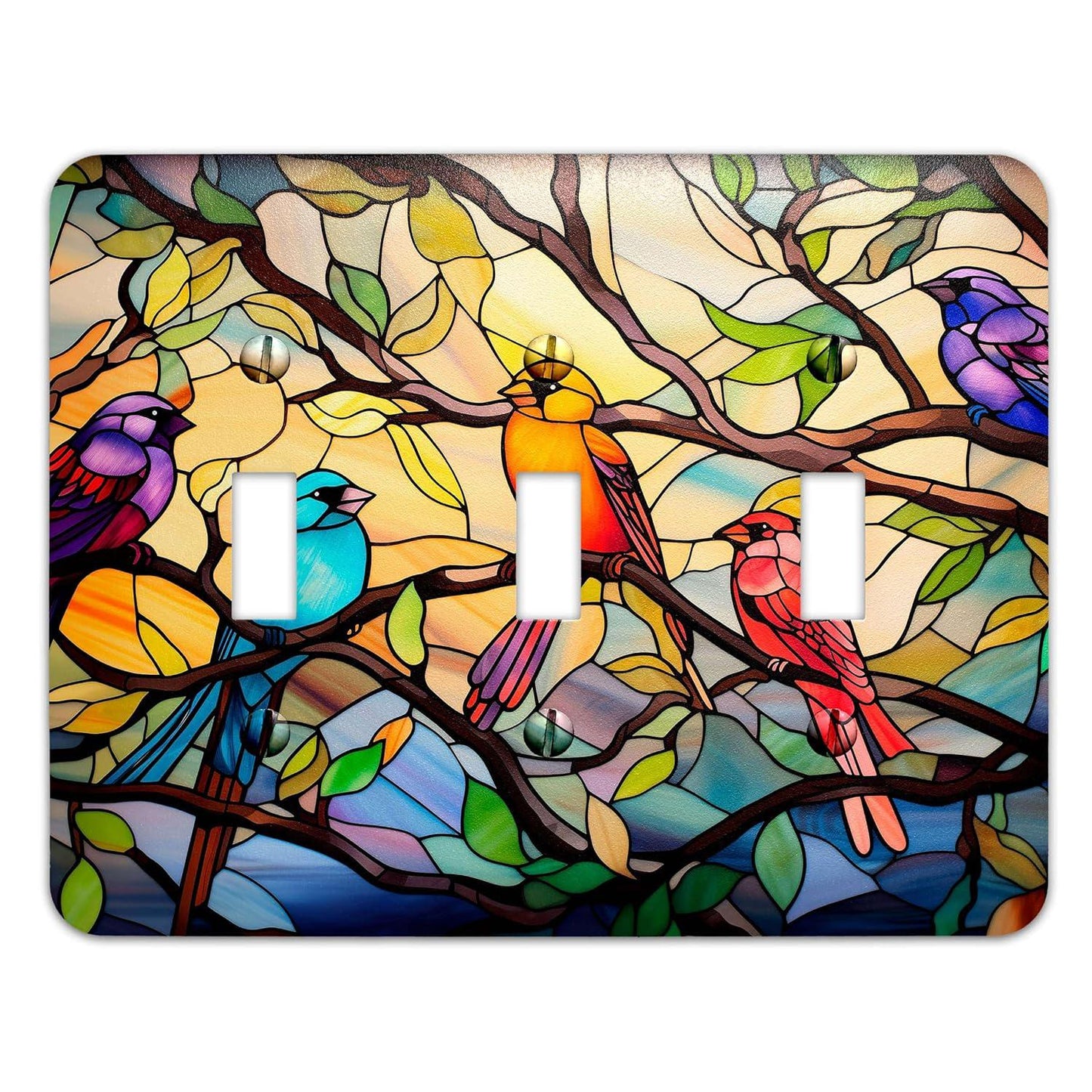 Birds on Stained Glass Design Decorative Light Switchplate Cover, Other Sizes Available, Home Decor, Unique Light Switch Cover #5016