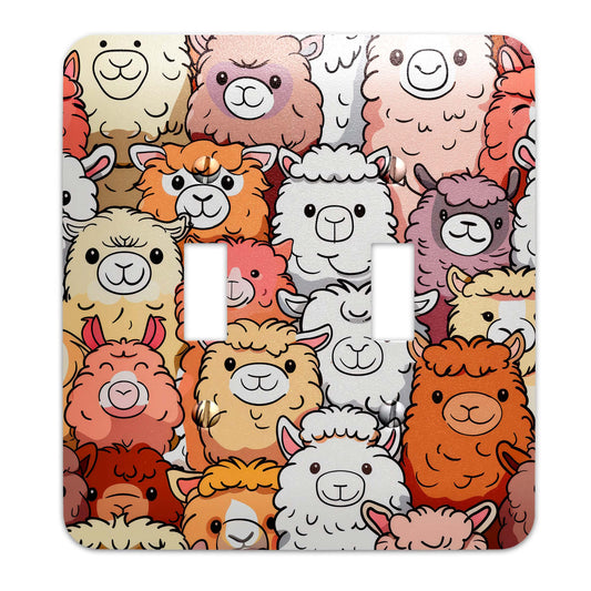 Metal Decorative Light Switch Plate Cover - Happy Alpacas - Other Sizes Available #4761