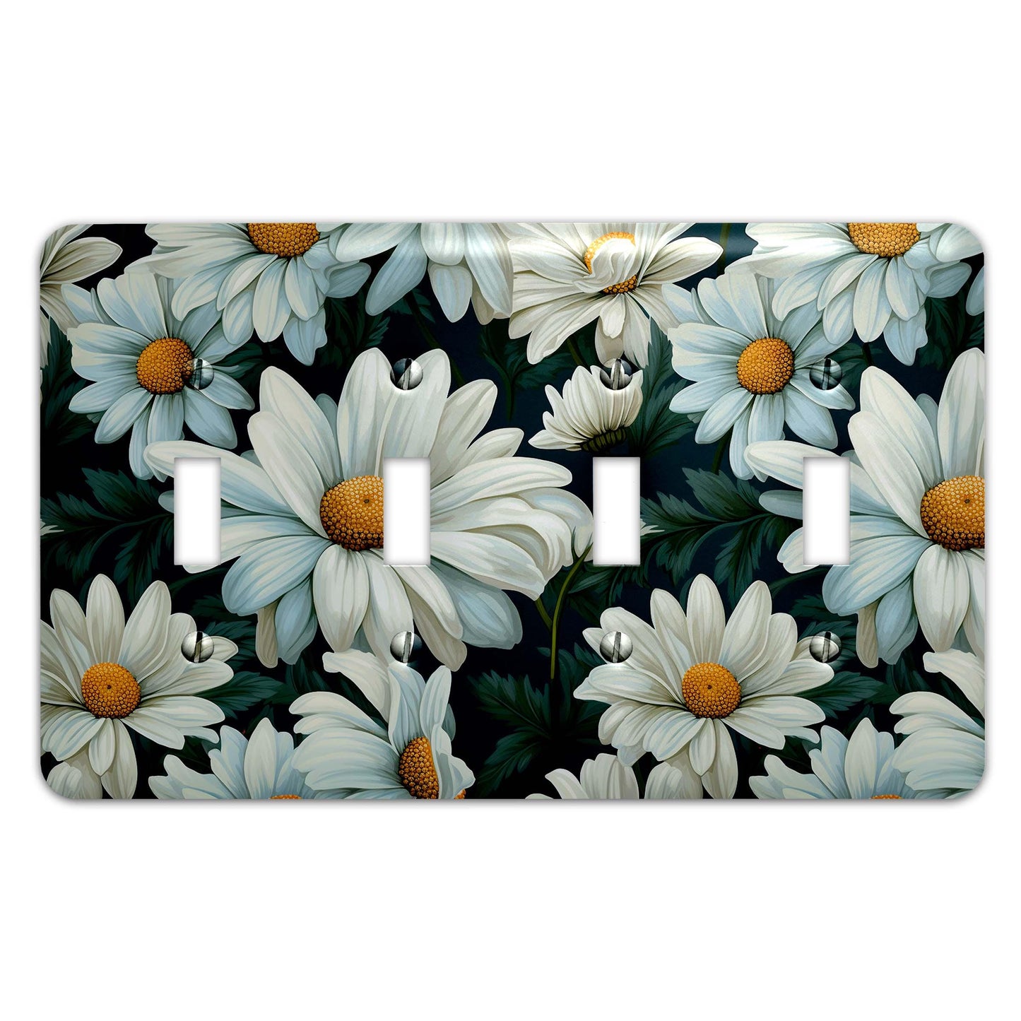 Metal Decorative Light Switch Plate Cover - Cheerful Daisies - Several Sizes Available #5246