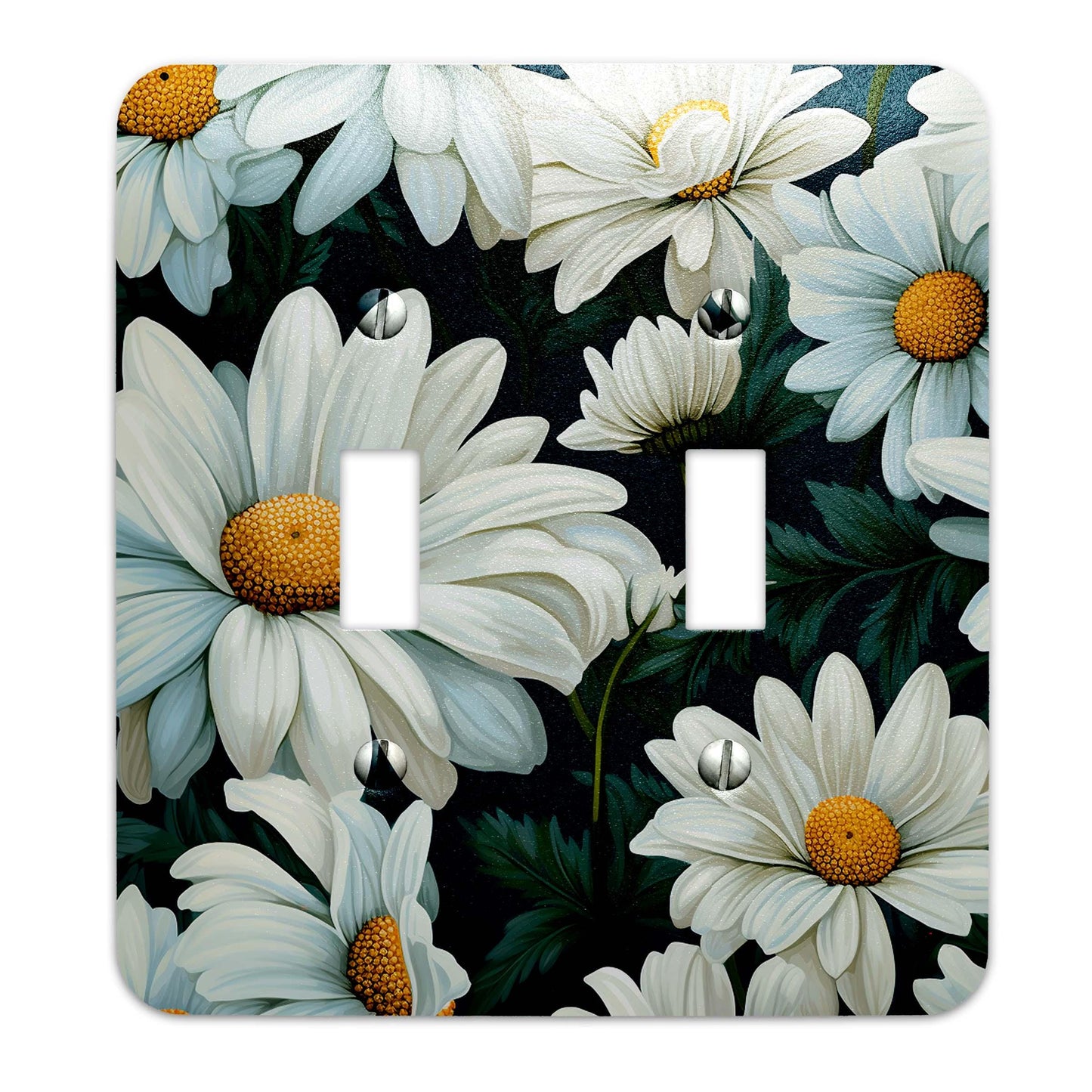 Metal Decorative Light Switch Plate Cover - Cheerful Daisies - Several Sizes Available #5246