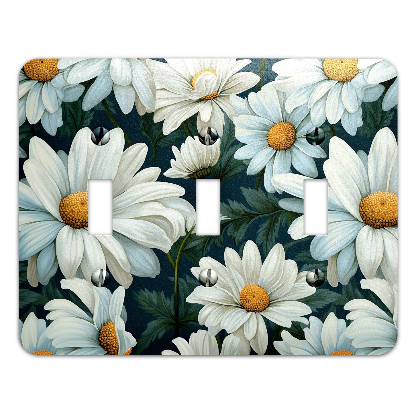 Metal Decorative Light Switch Plate Cover - Cheerful Daisies - Several Sizes Available #5246