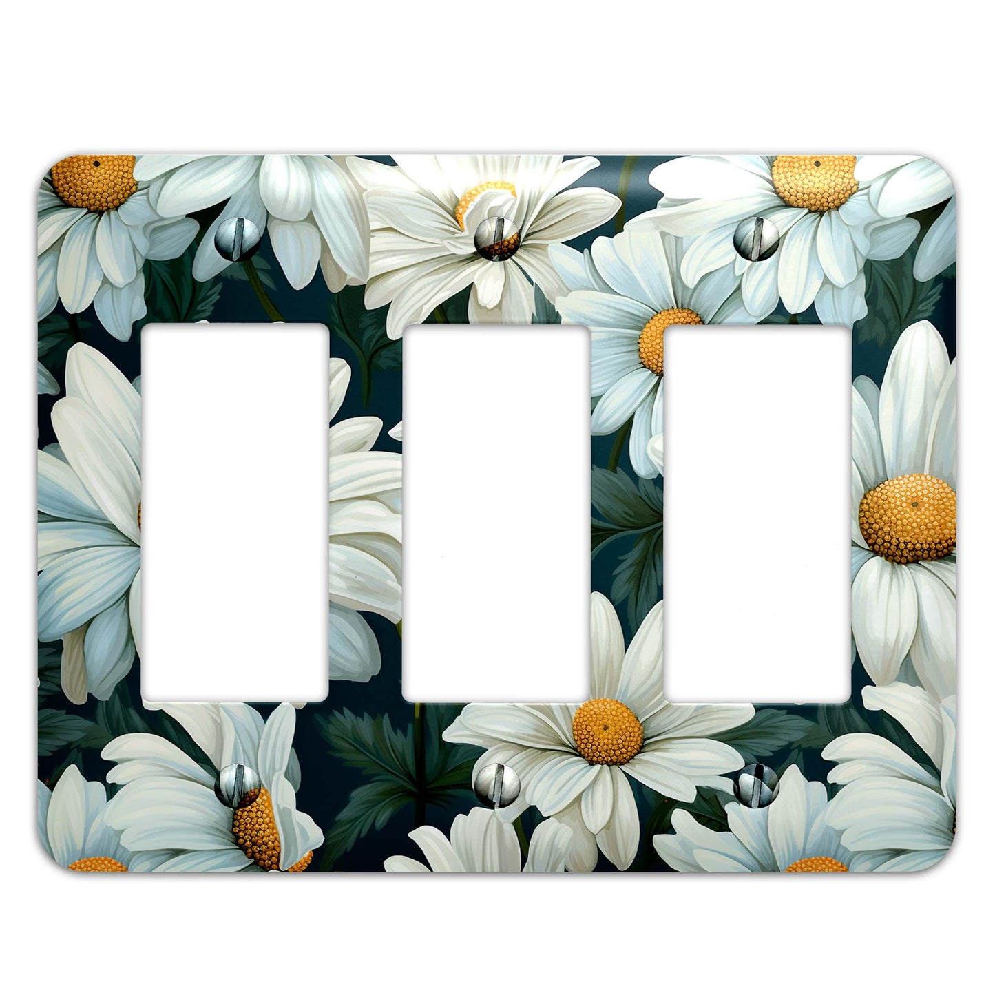 Metal Decorative Light Switch Plate Cover - Cheerful Daisies - Several Sizes Available #5246