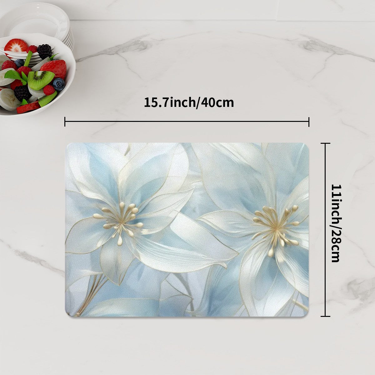 Translucent Lilies Home Décor, Countertop Art, Tempered Glass Cutting Board #5275