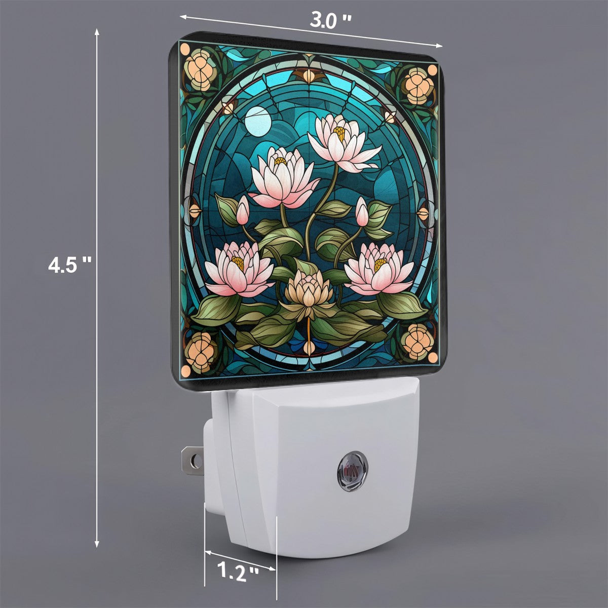 Art Nouveaux Water Lilies Custom LED Dusk to Dawn Night Light, Home Decor, Wall Art #5276